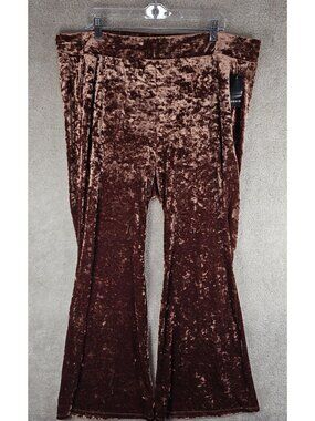Torrid NWT Womans Size 4X 26 Pants Flare Crushed Velvet Brown NEW